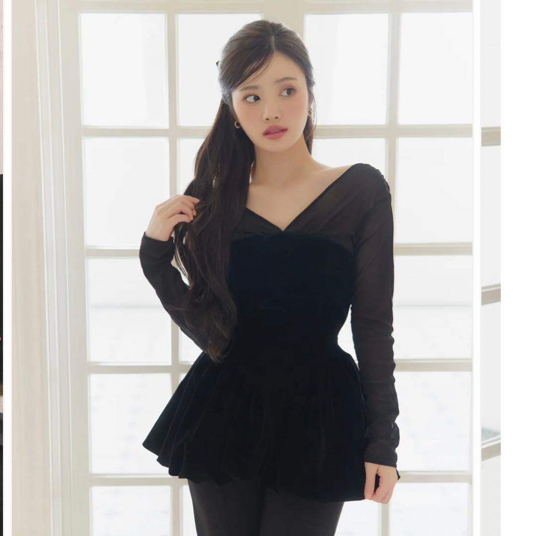 ベロアビスチェバルーントップス　ポローラ　polaura