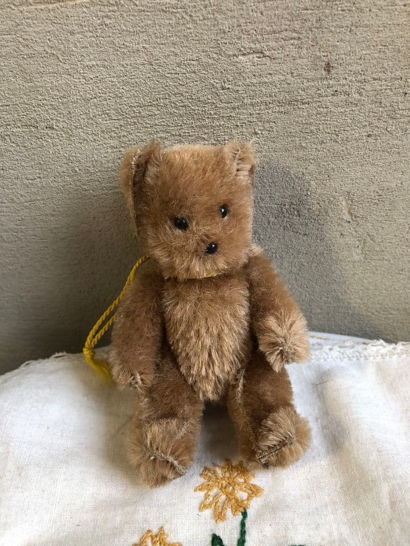 小さなテディベア 黄リボン アンティーク テディ