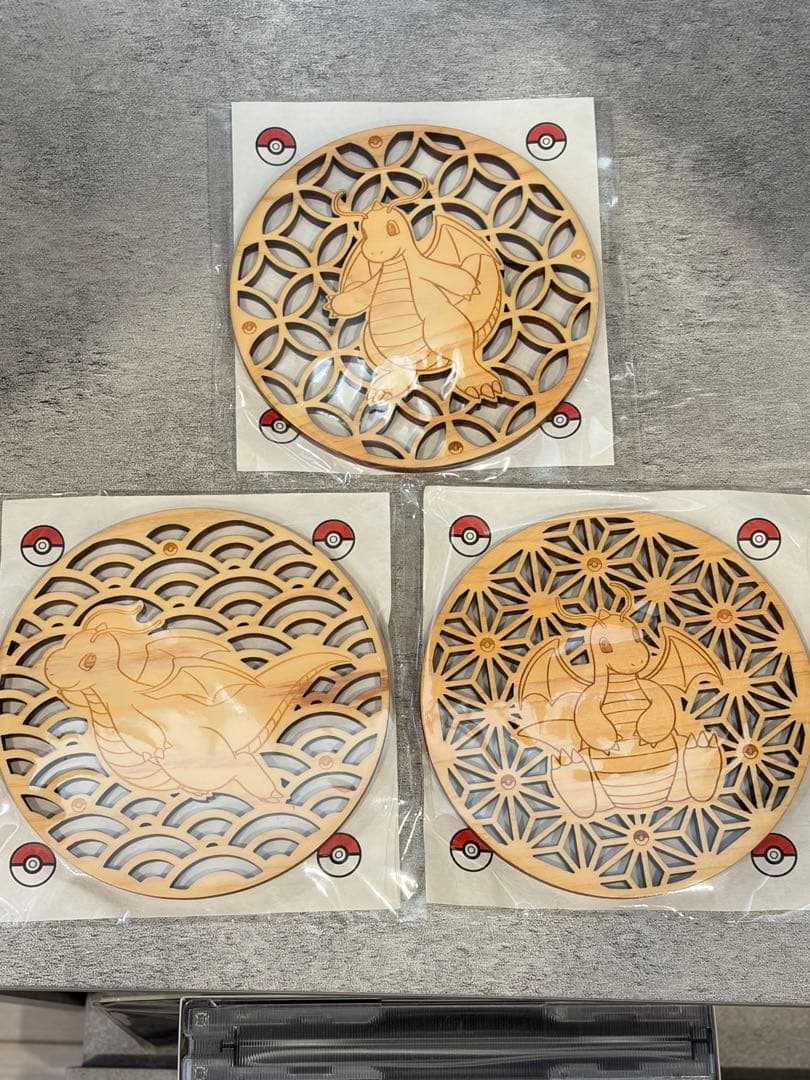 ポケモン 木製装飾品 3枚セット　kicoru カイリュー