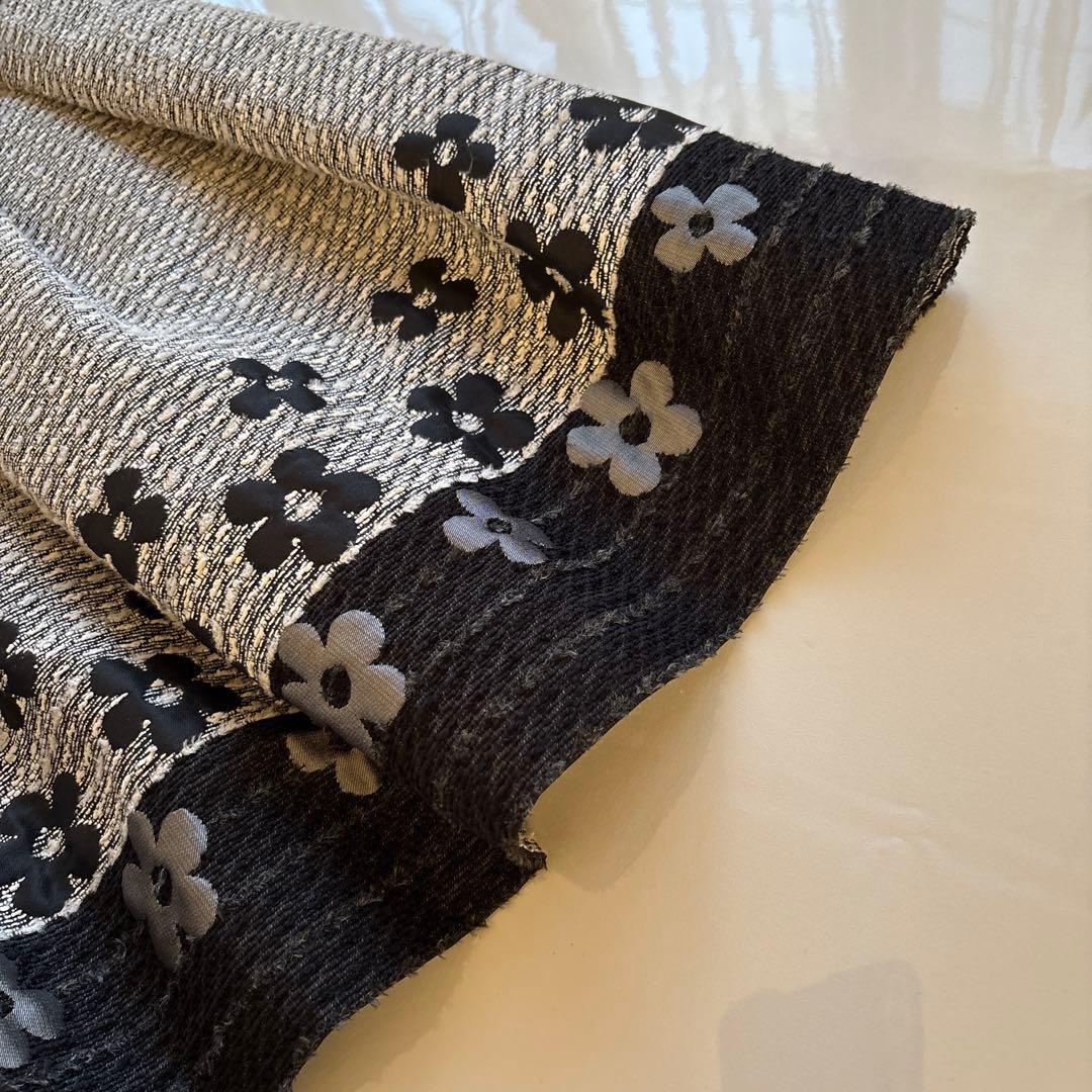 エムズグレイシー　袖ニットウエストグログランリボンお花柄モチーフワンピース 38