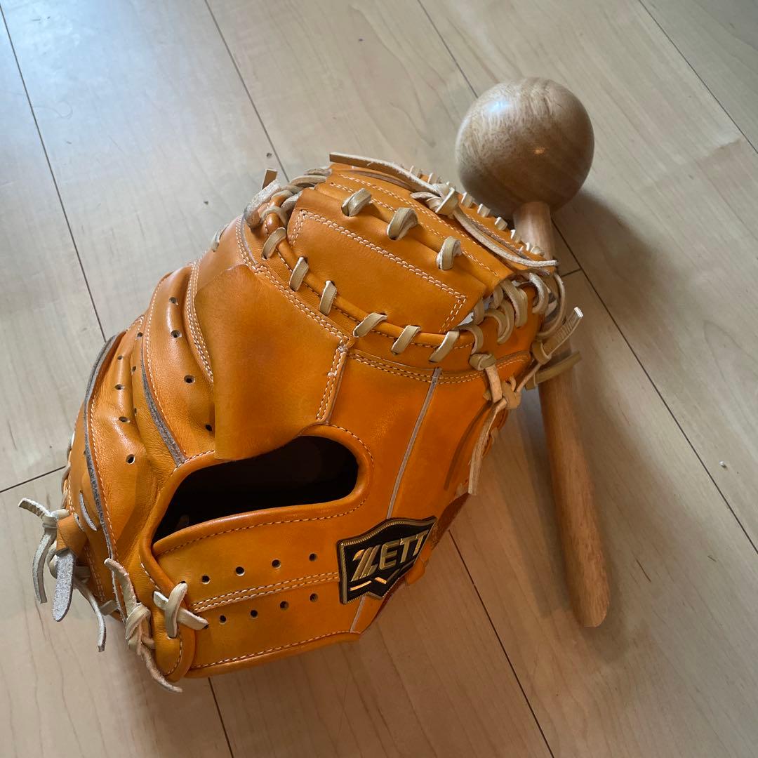 ZETT 軟式グローブ BRB31212 オレンジ　グラブ叩き付き