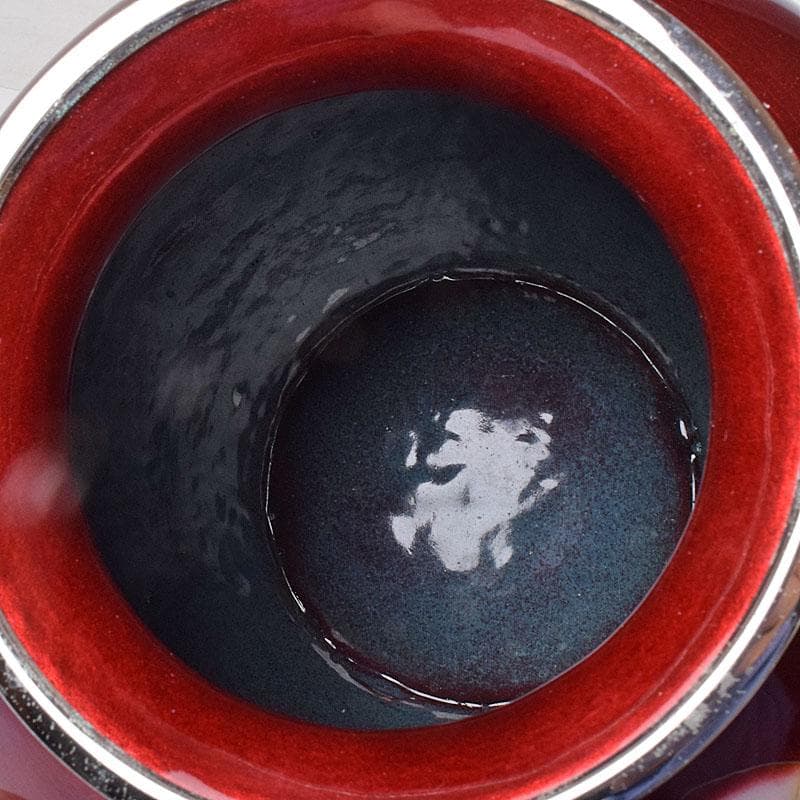 七宝焼　太田七宝造　透釉　旭光釉　菊文　花瓶　共箱　M　R8971H