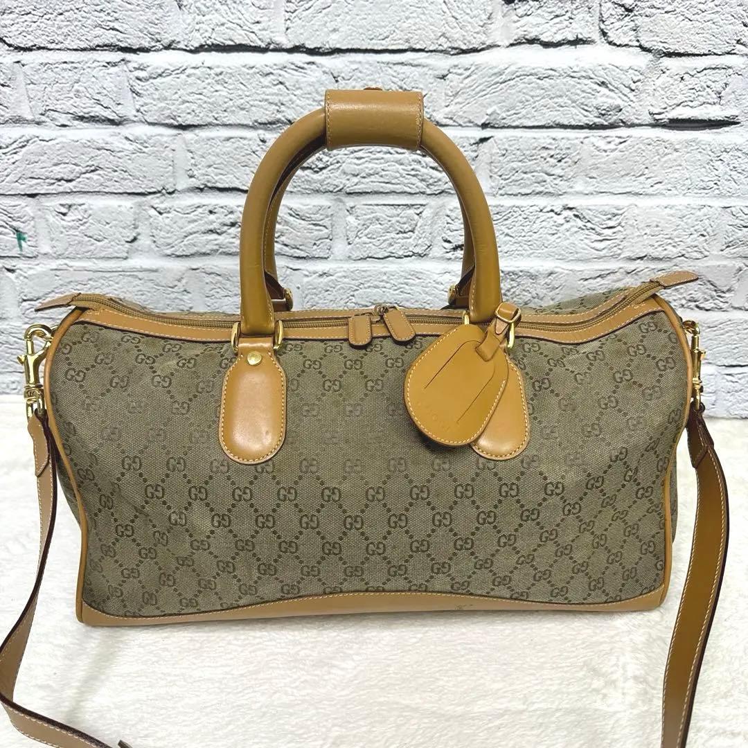 GUCCI グッチ GGキャンバス 2WAY ボストンバッグ ゴールド金具